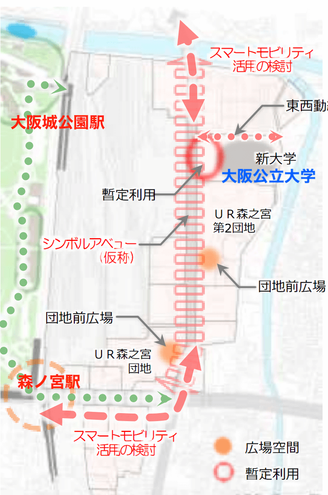 大阪公立大学 森ノ宮キャンパス の開発（第1期）地図